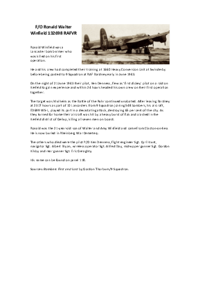 A preview of a PDF biography for Winfield, Ronald Walter